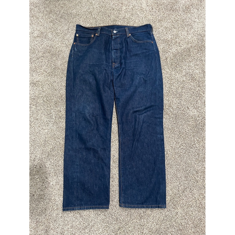 Levis 501 Original Fit Jeans Mens 35x30 Dark Wash Blue Straight Leg Denim